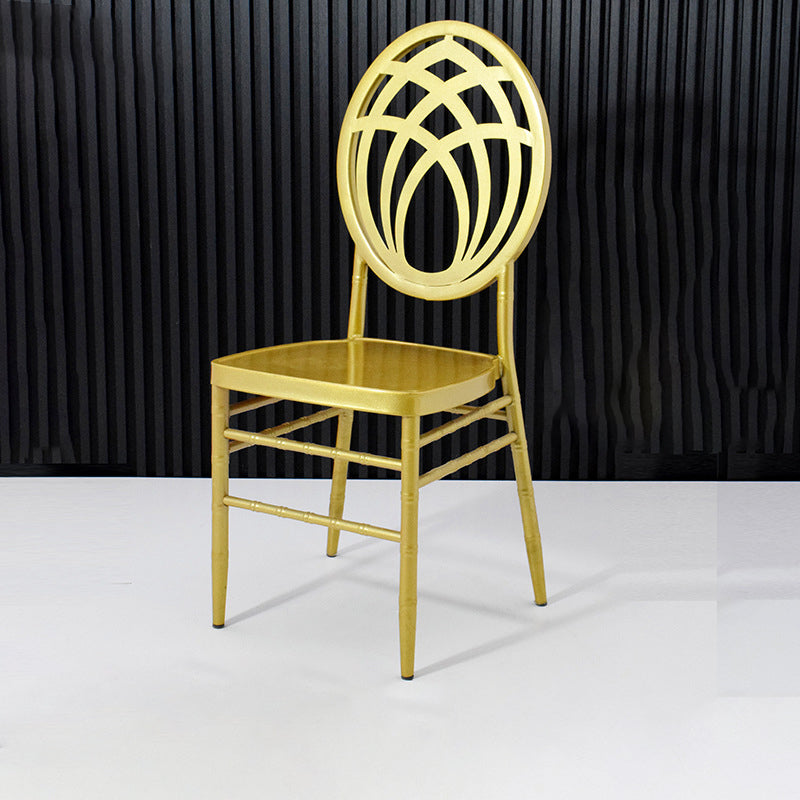 Modern Luxury Full Stainless Steel Dining Chair Backrest Armless For Dining Room