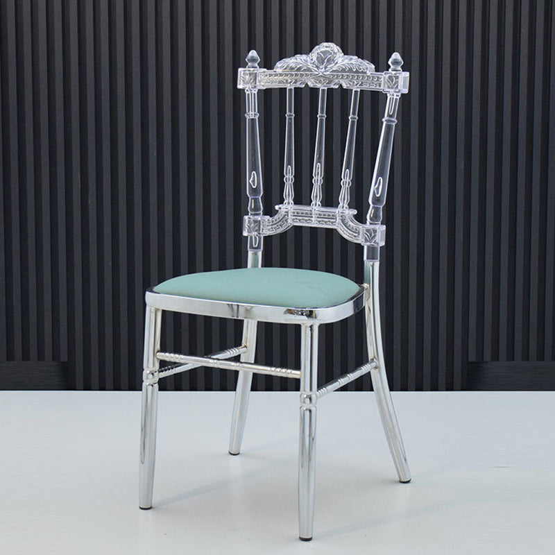 Traditional European Acrylic Stainless Steel Dining Chair Backrest Armless For Dining Room