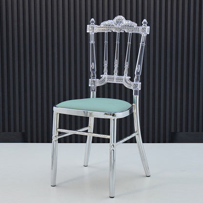 Traditional European Acrylic Stainless Steel Dining Chair Backrest Armless For Dining Room