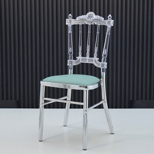 Traditional European Acrylic Stainless Steel Dining Chair Backrest Armless For Dining Room