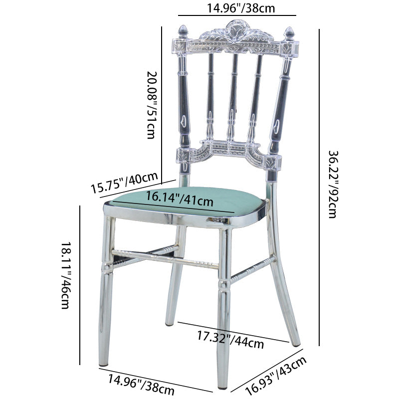 Traditional European Acrylic Stainless Steel Dining Chair Backrest Armless For Dining Room