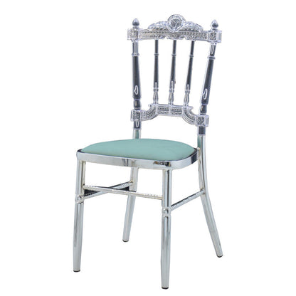Traditional European Acrylic Stainless Steel Dining Chair Backrest Armless For Dining Room