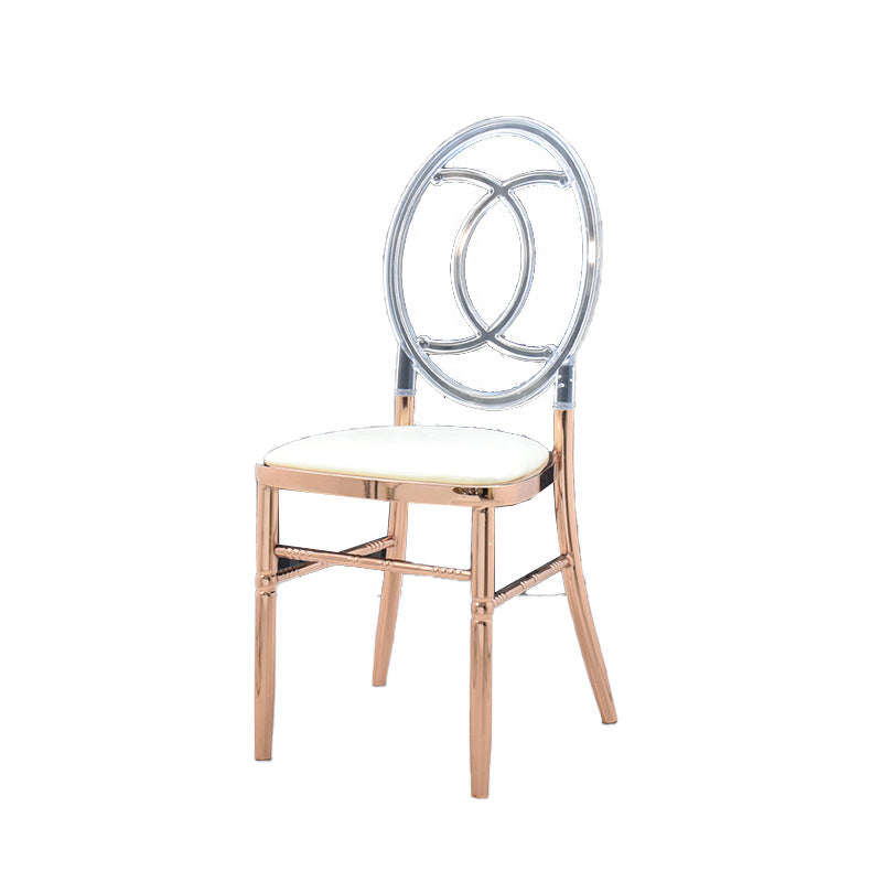 Traditional European Acrylic Stainless Steel Dining Chair Backrest Armless For Dining Room