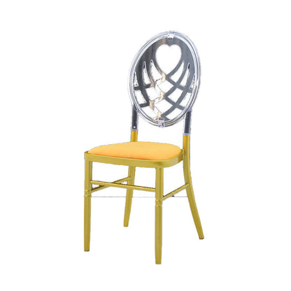 Traditional European Acrylic Stainless Steel Dining Chair Backrest Armless For Dining Room