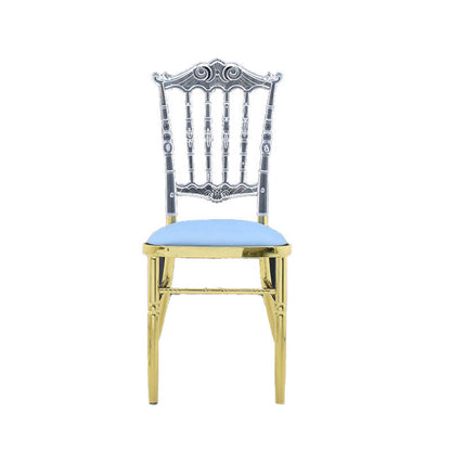Traditional European Acrylic Stainless Steel Dining Chair Backrest Armless For Dining Room