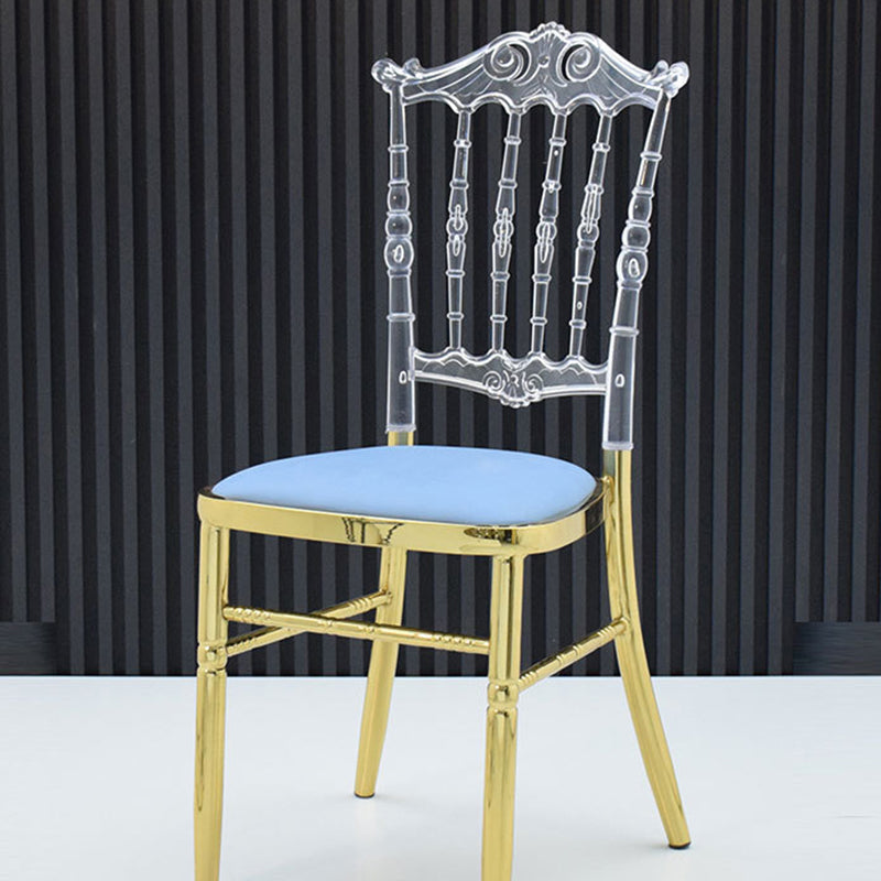 Traditional European Acrylic Stainless Steel Dining Chair Backrest Armless For Dining Room