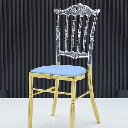 Traditional European Acrylic Stainless Steel Dining Chair Backrest Armless For Dining Room