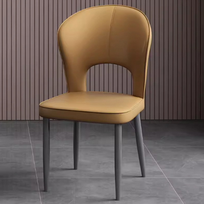 Contemporary Scandinavian Faux Leather Carbon Steel Dining Chair Backrest Armless For Dining Room