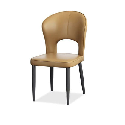 Contemporary Scandinavian Faux Leather Carbon Steel Dining Chair Backrest Armless For Dining Room