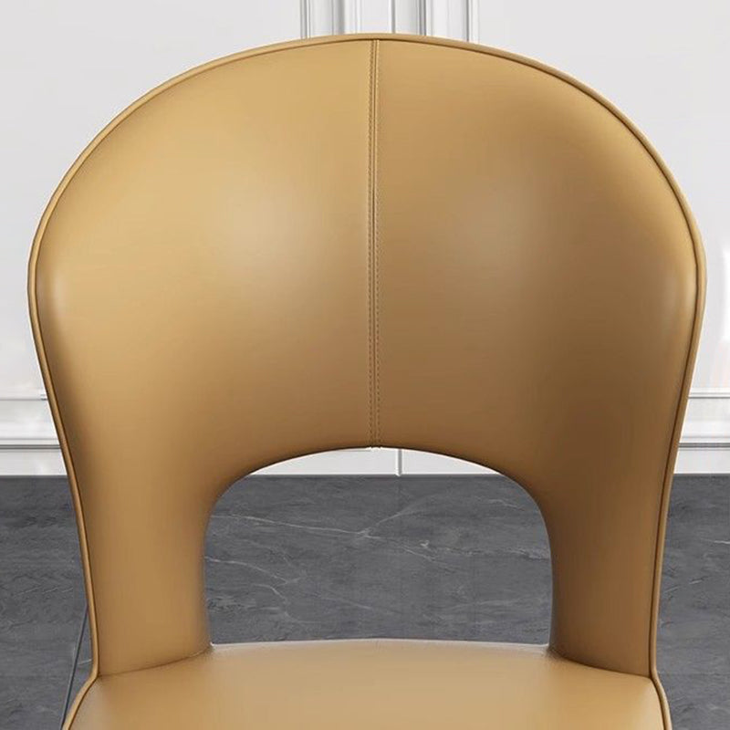 Contemporary Scandinavian Faux Leather Carbon Steel Dining Chair Backrest Armless For Dining Room