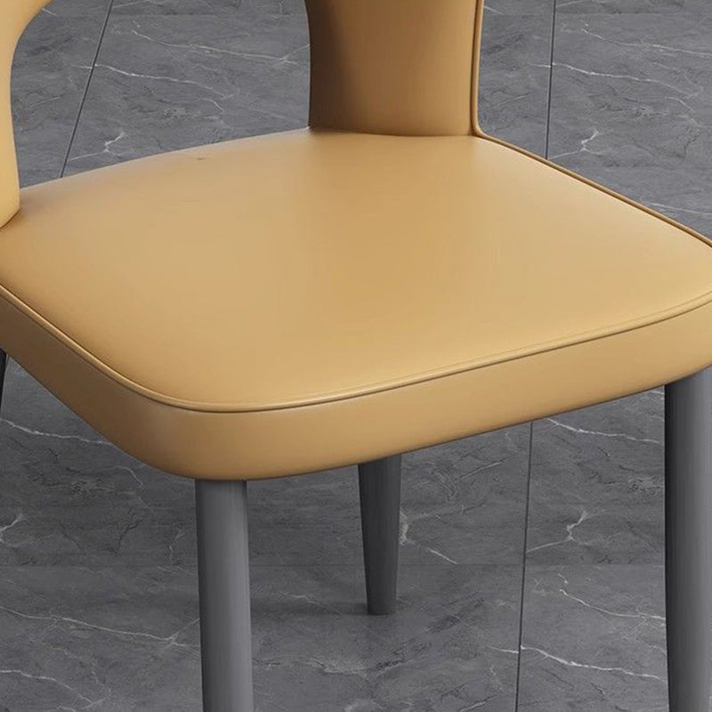 Contemporary Scandinavian Faux Leather Carbon Steel Dining Chair Backrest Armless For Dining Room