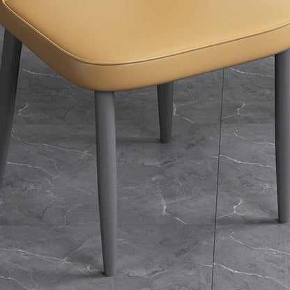 Contemporary Scandinavian Faux Leather Carbon Steel Dining Chair Backrest Armless For Dining Room