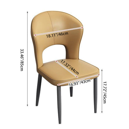 Contemporary Scandinavian Faux Leather Carbon Steel Dining Chair Backrest Armless For Dining Room