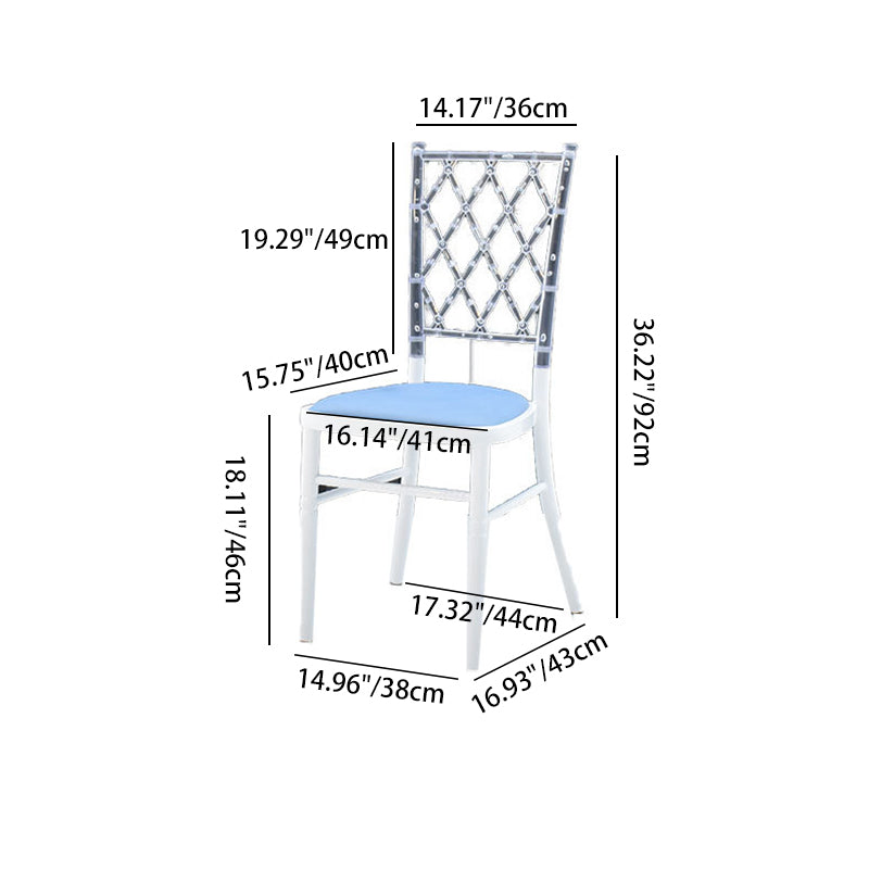 Traditional European Acrylic Stainless Steel Dining Chair Backrest Armless For Dining Room
