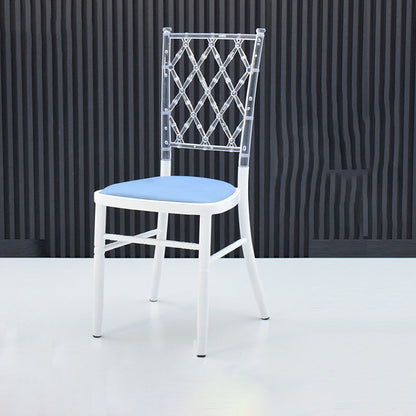 Traditional European Acrylic Stainless Steel Dining Chair Backrest Armless For Dining Room