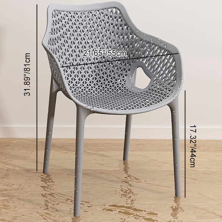 Contemporary Boho Full PP Hollow Waterproof Dining Chair Backrest Armrest For Dining Room