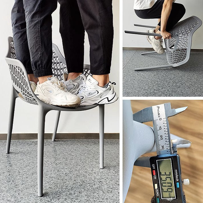 Contemporary Boho Full PP Hollow Waterproof Dining Chair Backrest Armrest For Dining Room