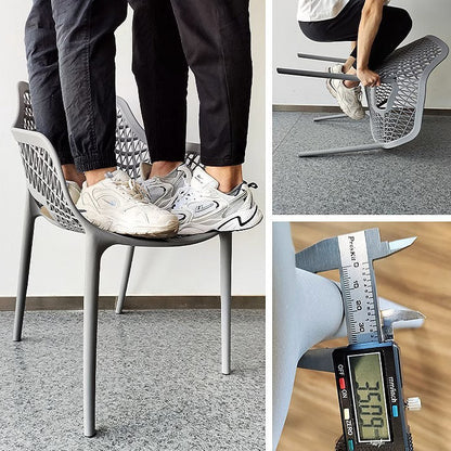 Contemporary Boho Full PP Hollow Waterproof Dining Chair Backrest Armrest For Dining Room