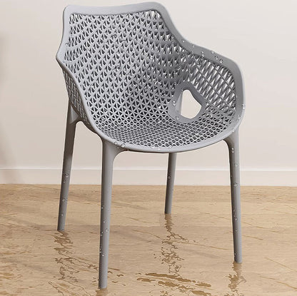 Contemporary Boho Full PP Hollow Waterproof Dining Chair Backrest Armrest For Dining Room