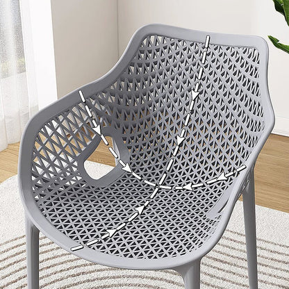 Contemporary Boho Full PP Hollow Waterproof Dining Chair Backrest Armrest For Dining Room