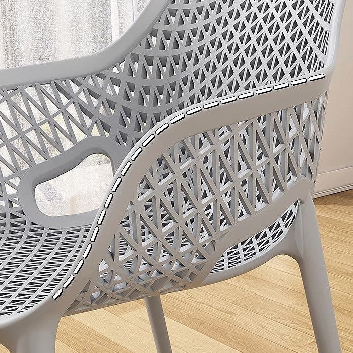 Contemporary Boho Full PP Hollow Waterproof Dining Chair Backrest Armrest For Dining Room