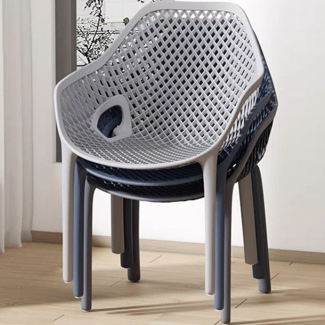 Contemporary Boho Full PP Hollow Waterproof Dining Chair Backrest Armrest For Dining Room