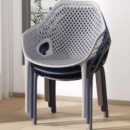 Contemporary Boho Full PP Hollow Waterproof Dining Chair Backrest Armrest For Dining Room