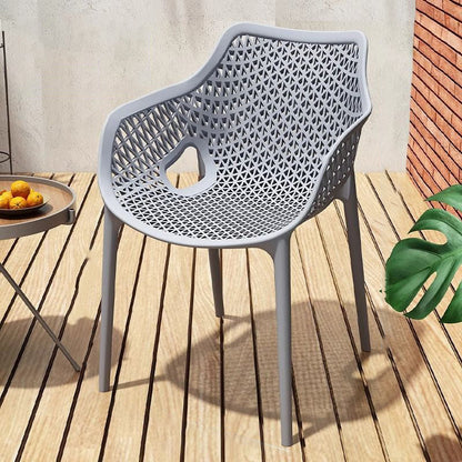 Contemporary Boho Full PP Hollow Waterproof Dining Chair Backrest Armrest For Dining Room