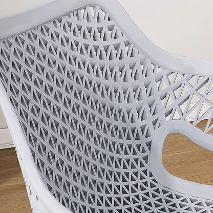 Contemporary Boho Full PP Hollow Waterproof Dining Chair Backrest Armrest For Dining Room