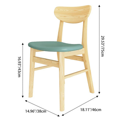 Modern Simplicity Faux Nappa Leather Solid Wood Dining Chair Backrest Armless For Dining Room