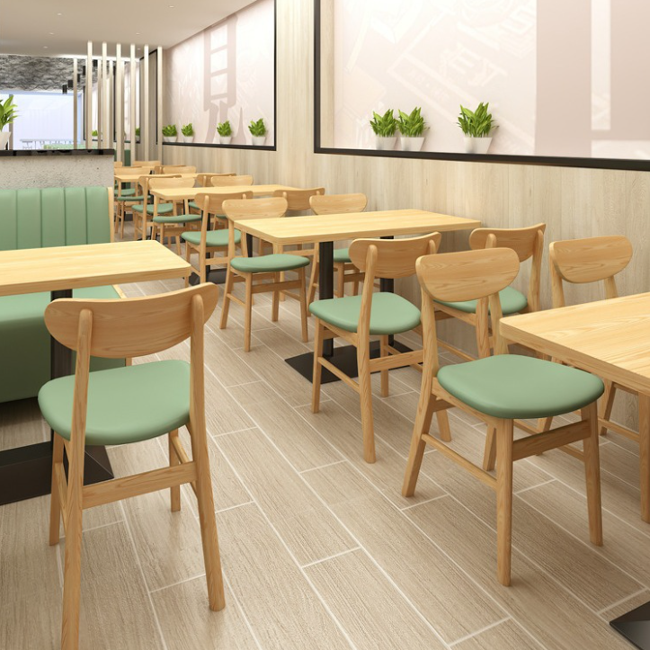 Modern Simplicity Faux Nappa Leather Solid Wood Dining Chair Backrest Armless For Dining Room