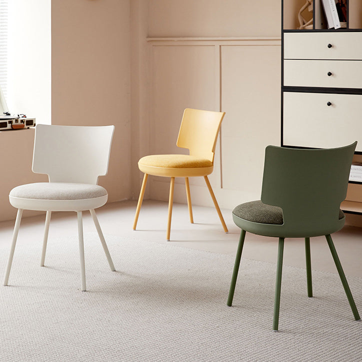 Contemporary Nordic Macaron Fabric PP Dining Chair Backrest Armless For Dining Room