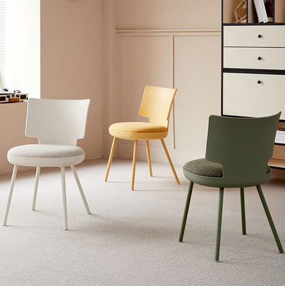 Contemporary Nordic Macaron Fabric PP Dining Chair Backrest Armless For Dining Room