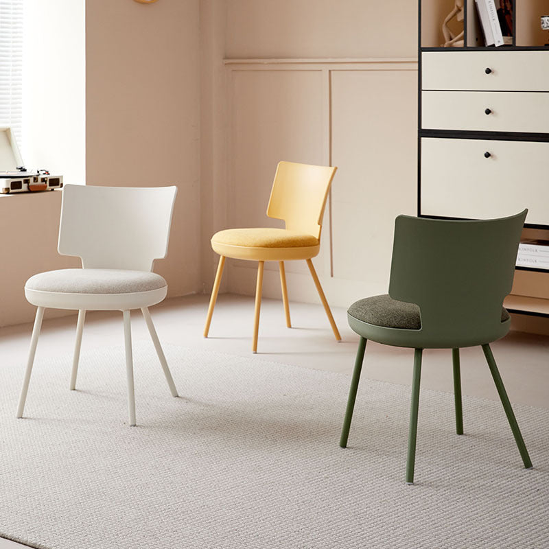 Contemporary Nordic Macaron Fabric PP Dining Chair Backrest Armless For Dining Room