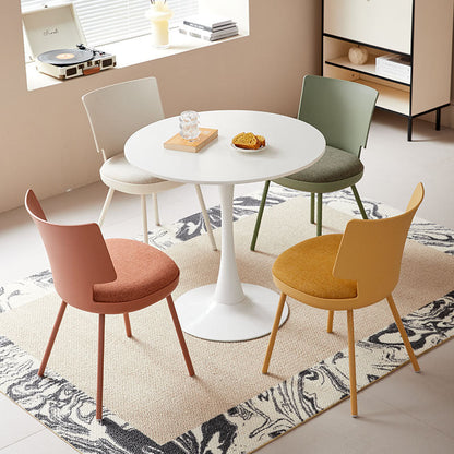 Contemporary Nordic Macaron Fabric PP Dining Chair Backrest Armless For Dining Room