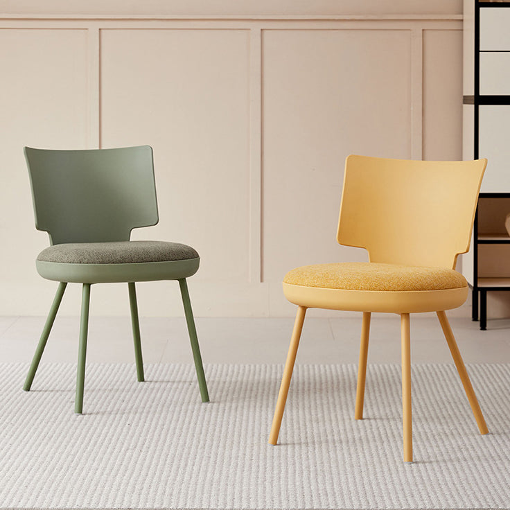 Contemporary Nordic Macaron Fabric PP Dining Chair Backrest Armless For Dining Room