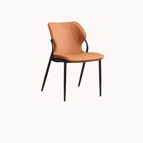 Contemporary Nordic Faux Leather Carbon Steel Dining Chair Backrest Armless For Dining Room