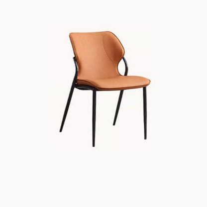 Contemporary Nordic Faux Leather Carbon Steel Dining Chair Backrest Armless For Dining Room