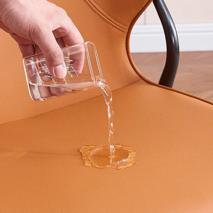 Contemporary Nordic Faux Leather Carbon Steel Dining Chair Backrest Armless For Dining Room