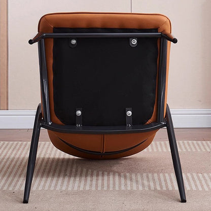 Contemporary Nordic Faux Leather Carbon Steel Dining Chair Backrest Armless For Dining Room