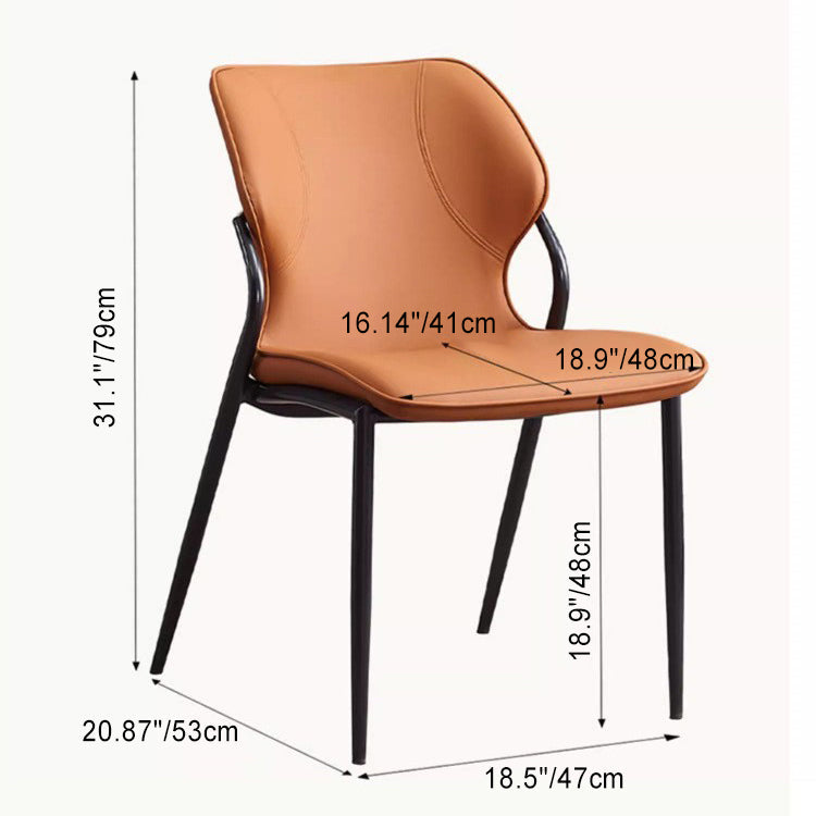 Contemporary Nordic Faux Leather Carbon Steel Dining Chair Backrest Armless For Dining Room