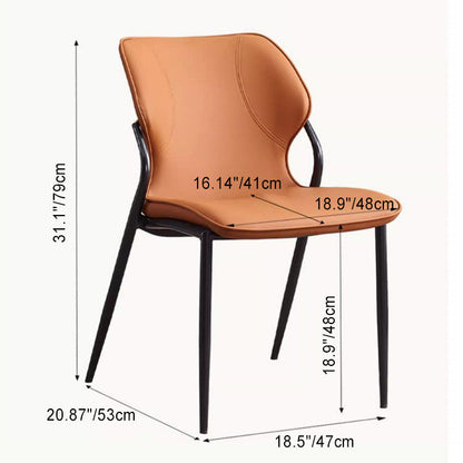 Contemporary Nordic Faux Leather Carbon Steel Dining Chair Backrest Armless For Dining Room