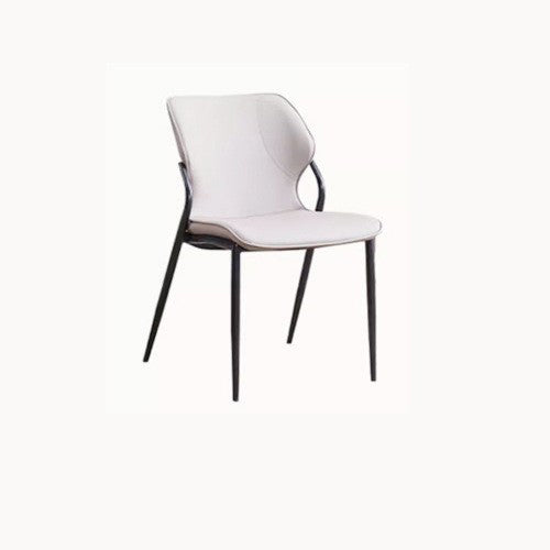 Contemporary Nordic Faux Leather Carbon Steel Dining Chair Backrest Armless For Dining Room