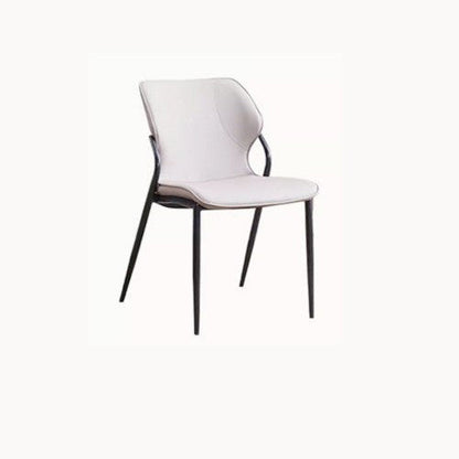 Contemporary Nordic Faux Leather Carbon Steel Dining Chair Backrest Armless For Dining Room