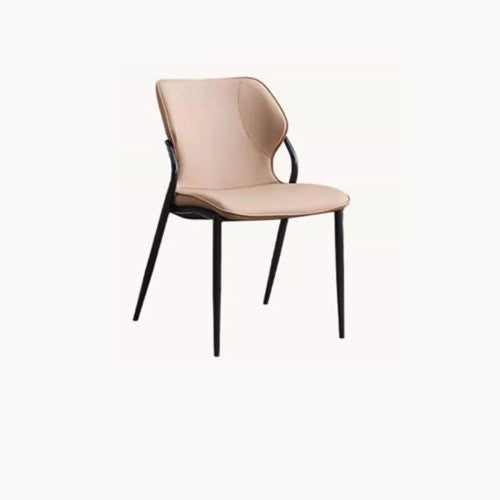 Contemporary Nordic Faux Leather Carbon Steel Dining Chair Backrest Armless For Dining Room