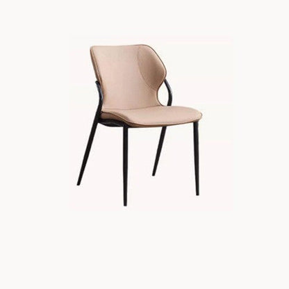 Contemporary Nordic Faux Leather Carbon Steel Dining Chair Backrest Armless For Dining Room