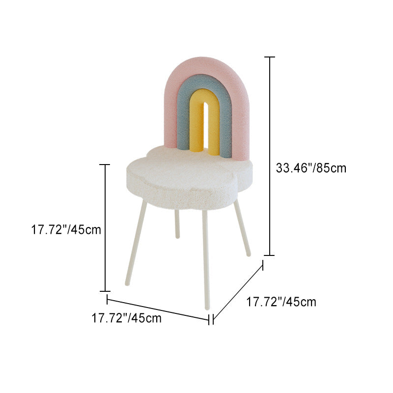 Contemporary Creative Rainbow Lambswool Iron Vanity Stool Backrest Armless For Bedroom