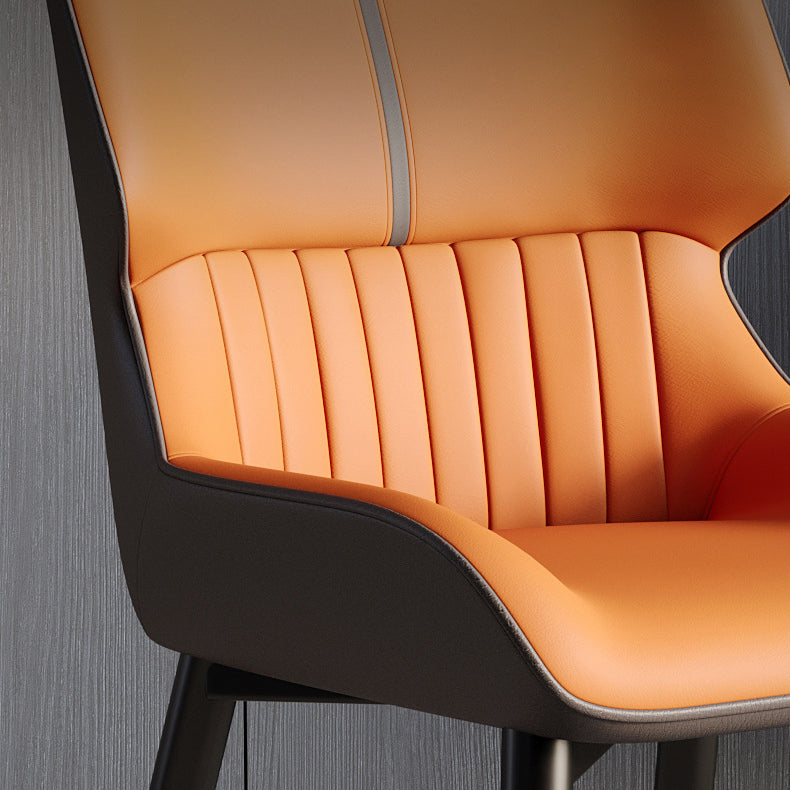Contemporary Scandinavian PU Leather Carbon Steel Dining Chair Backrest Armless For Dining Room