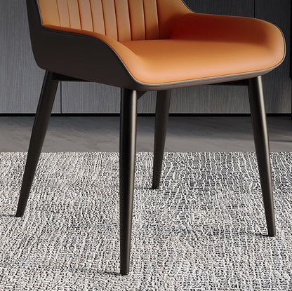 Contemporary Scandinavian PU Leather Carbon Steel Dining Chair Backrest Armless For Dining Room