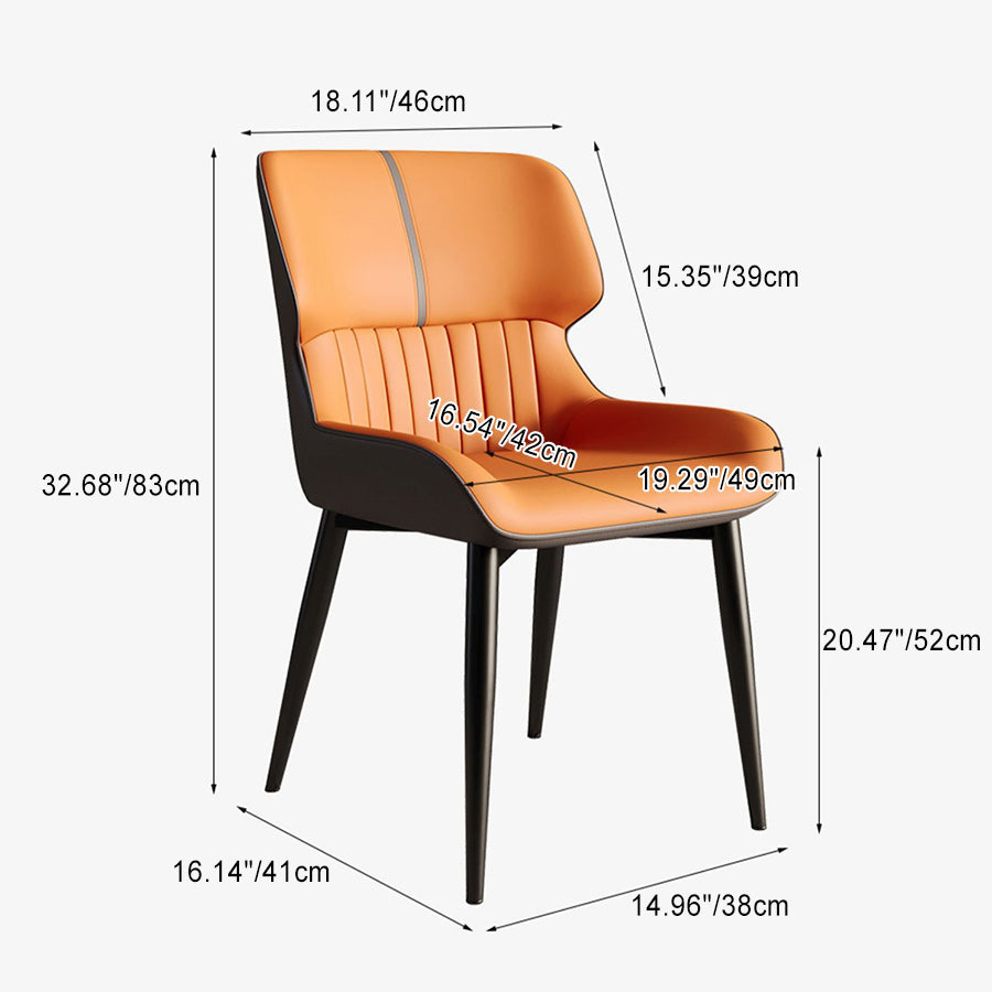Contemporary Scandinavian PU Leather Carbon Steel Dining Chair Backrest Armless For Dining Room